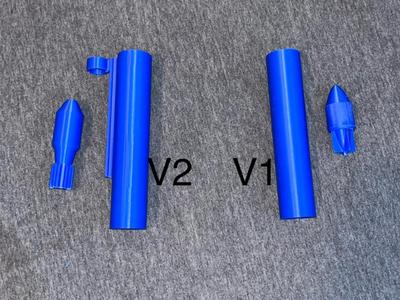 Lung powered mini mortar launcher with mortar.