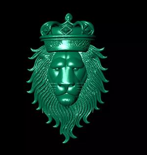 Regal Lion Head with Crown - Detailed 3D Sculpture Model
