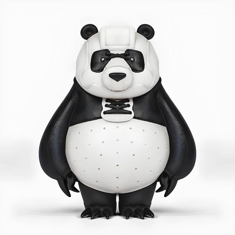 Panda assembled from sneaker pieces toy
