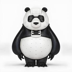 Panda assembled from sneaker pieces toy
