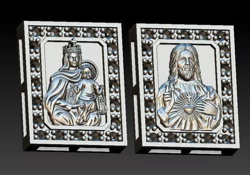 Scapular Christ and Mary with Galery - Escapulario Galeria
