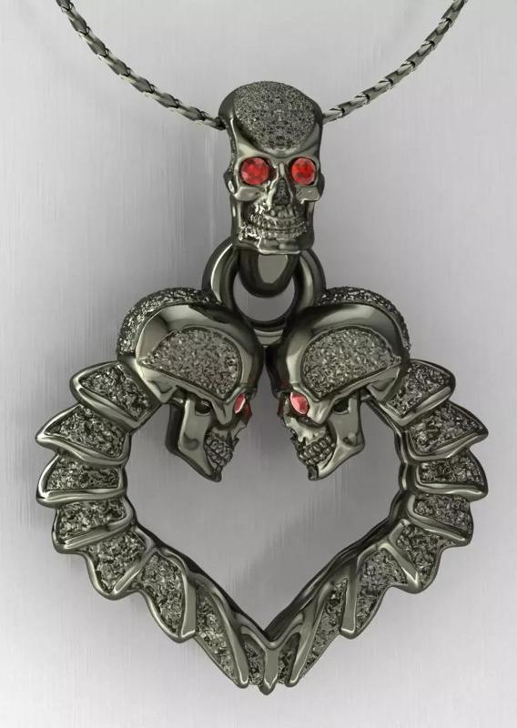 skull heart pendant