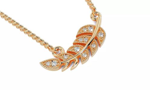 gold  pendant leaf with diamonds