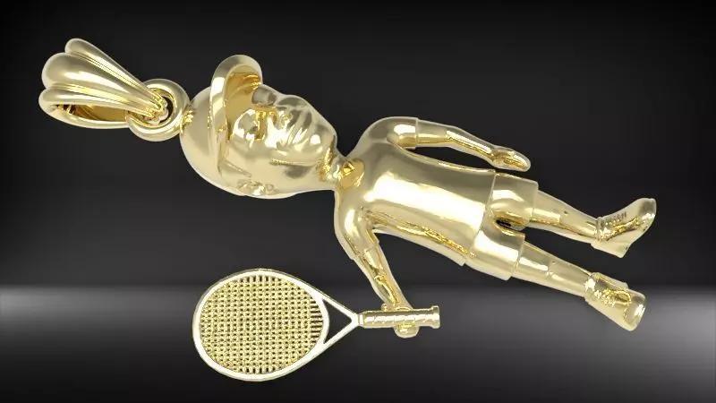 male Tennis Player Pendant