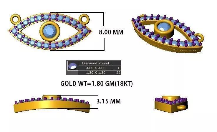 Evil Eye Pendant Ready STL Model For Print