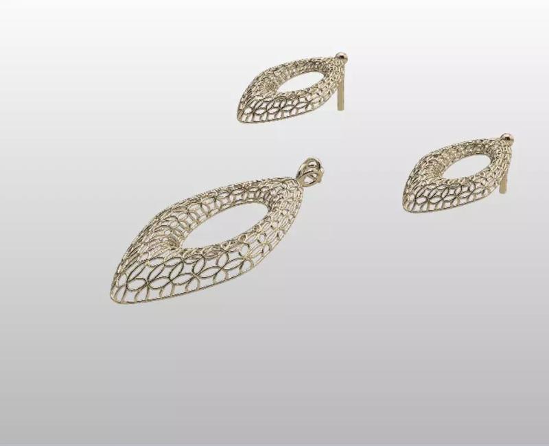 LIGHT HOLLOW JEWELRY SET PENDANT AND EARRING 3D PRINTABLE FILE