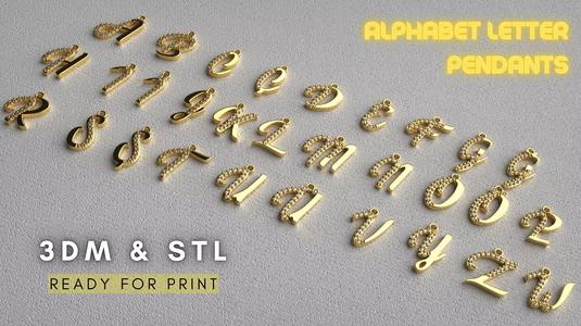 Gold Alphabet Letters Pendats - Ready for Casting - 3D Printable