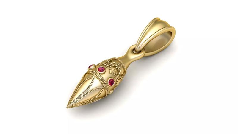 red gemstone pendant 3D printable model