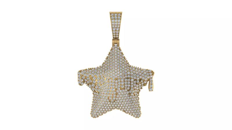 Dripping Iced-Out Star Diamond Pendant