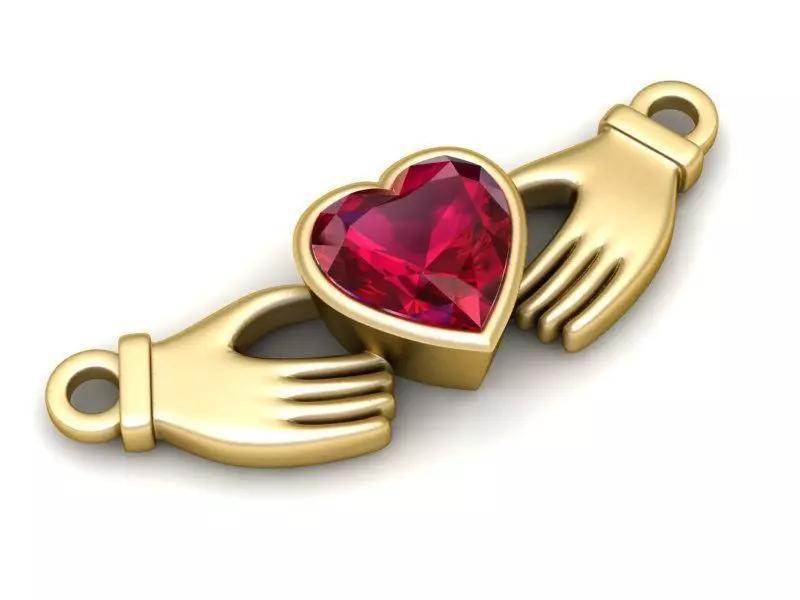 HUMAN HANDS AND HEART PENDANT 3D PRINTABLE MODEL