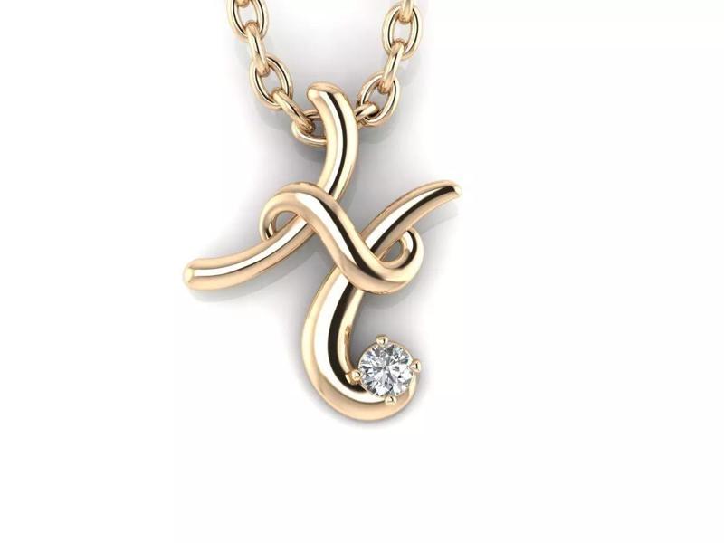Pendant H letter y gold with diamonds