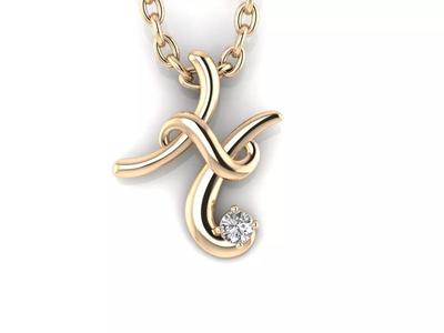 Pendant H letter y gold with diamonds