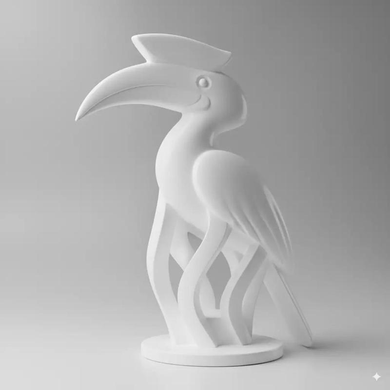 minimalist sculpture of a rhinoceros hornbill