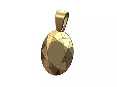 Oval faceted metal diamond pendant charm with bail