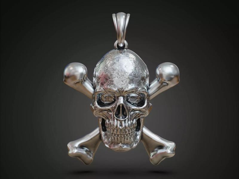 Skull and Crossbones Pendant Gothic Pirate Charm