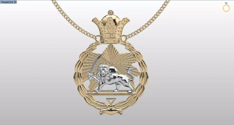 persian lion and the sun pendant