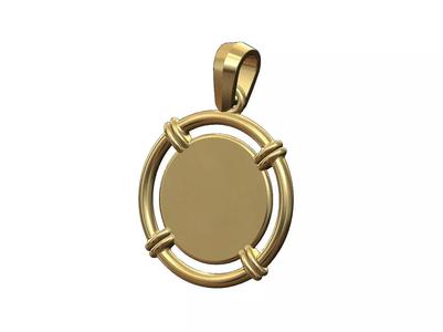 Linked wire halo engravable coin pendant with bail