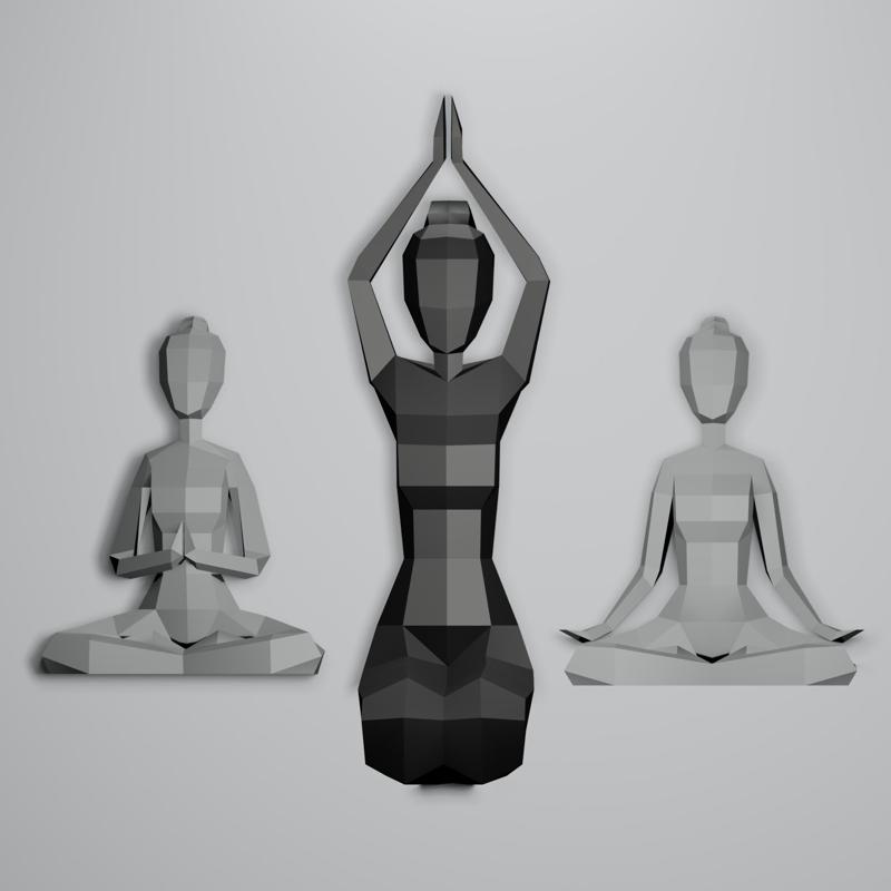 Low Poly Yoga Girl, Девочка Йог Лоу Поли