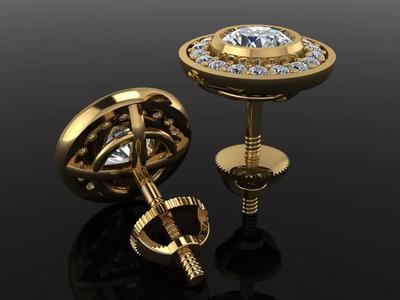 Diamond Bezel Halo Earring 5mm