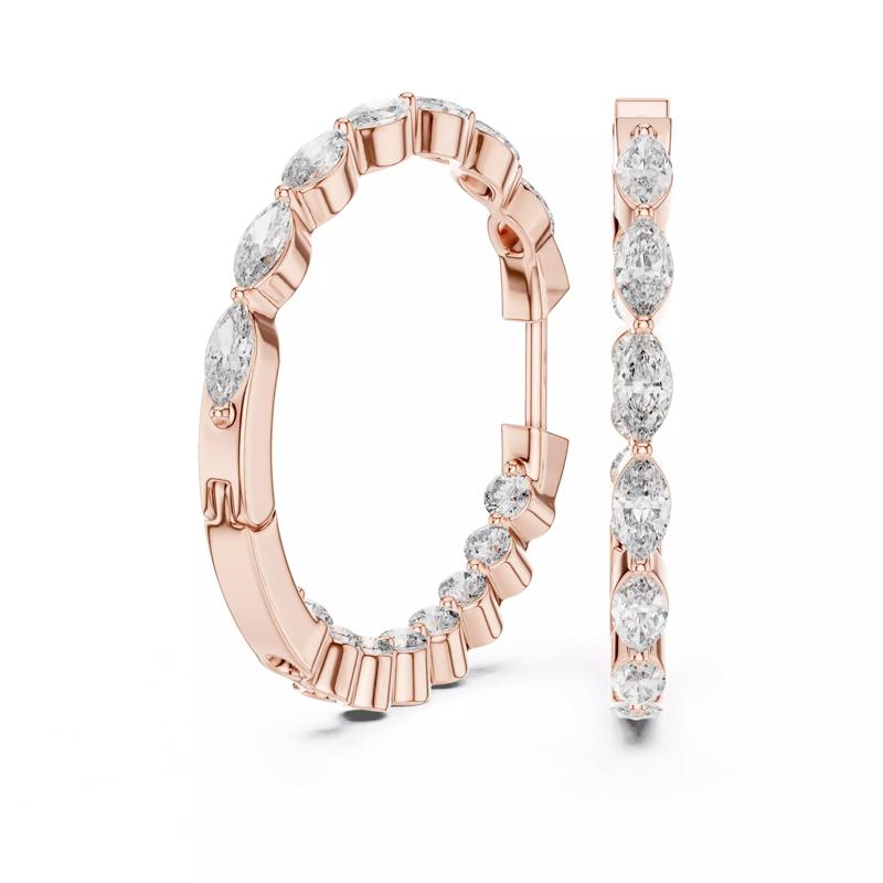 Marquise Diamond Hoops Earrings 3dm stl renders animation videos