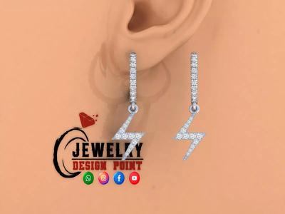 Custom Diamond Hoops Earring - Lightning Bolt Earrings - Unisex