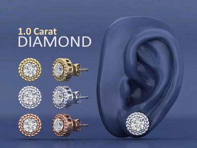 Classic One Carat Diamond Studs with Rope Element Design