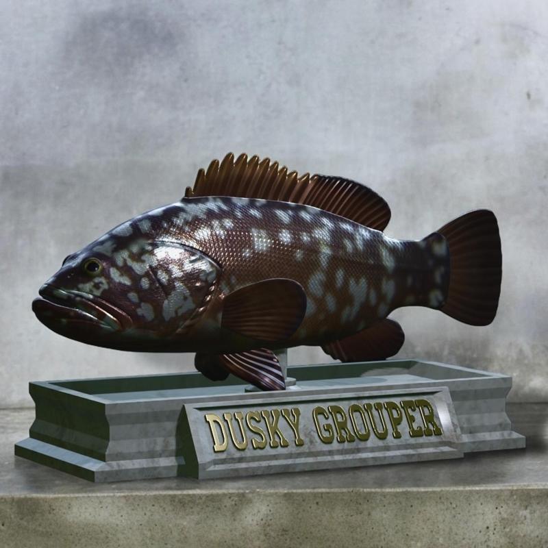 fish dusky grouper / Epinephelus marginatus statue detailed texture for 3d printing