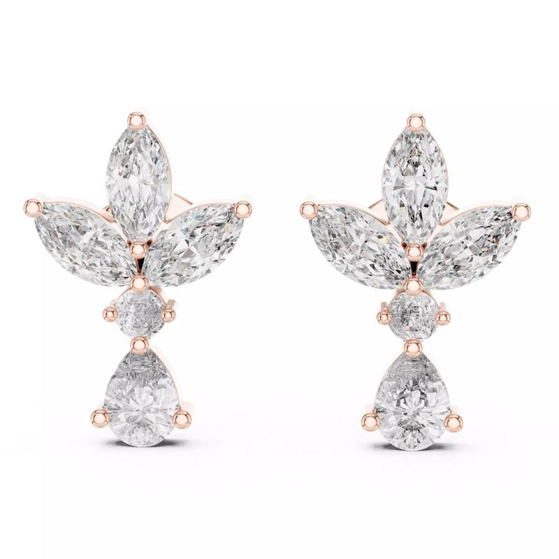 Diamond Drops Earrings 3dm stl renders animation videos details