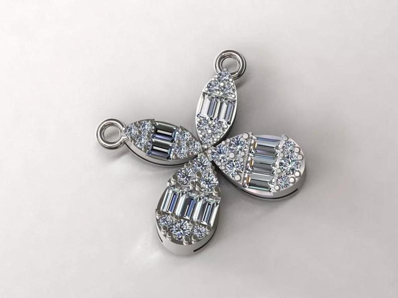Butterfly Designed with Baguette and Round Stones