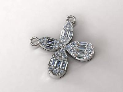 Butterfly Designed with Baguette and Round Stones