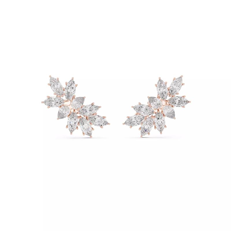 Snowflake Diamond Studs Earrings 3dm stl renders 360 Animation