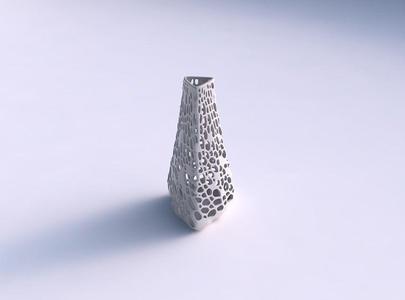 Vase puffy tipped triangle with dense organic lattice