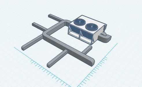 Rooftop Aircon unit with ducts O scale (1:48)