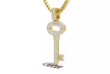 Custom Lock Key Diamond Pendnat - Love Key Nacklace