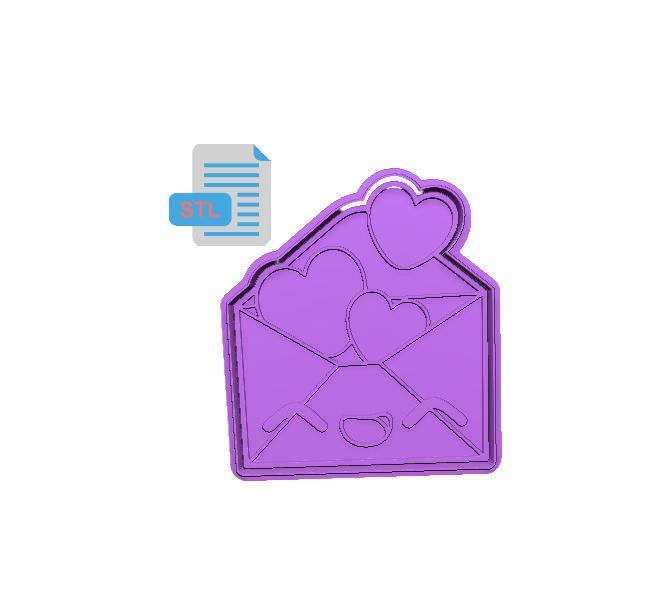 Kawaii Love Letter Cookie Cutter and Stamp Set
