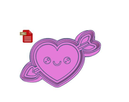 Kawaii Arrow Through Heart Cookie Cutter and Stamp