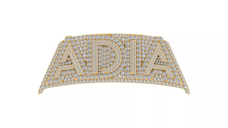Custom Diamond-Encrusted Nameplate Pendant