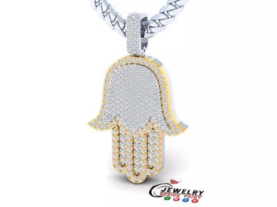 Custom Hamsa Hand Diamond Pendant  - Hamsa Hand Necklace