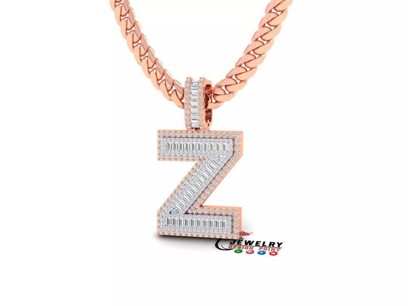 Custom Initial Z Letter Diamond  A to Z Alphabet Bug Necklace