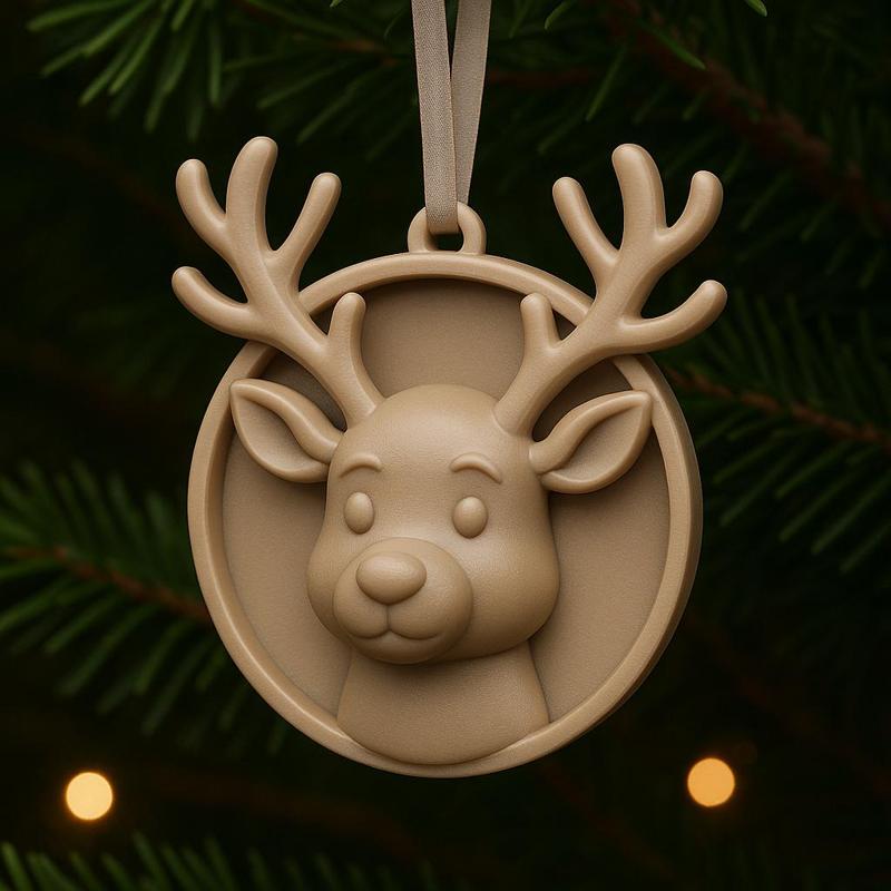 Reindeer Head Ornament STL File – Christmas Decoration