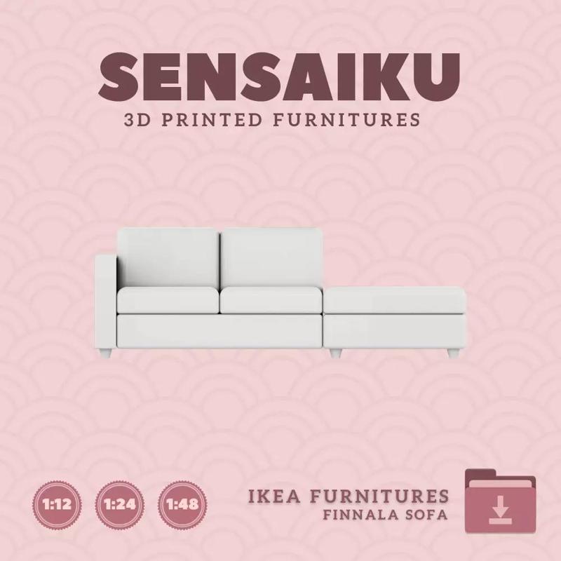 FINNALA 2 Seat Sofa with Open End for Dollhouse IKEA 3D Print
