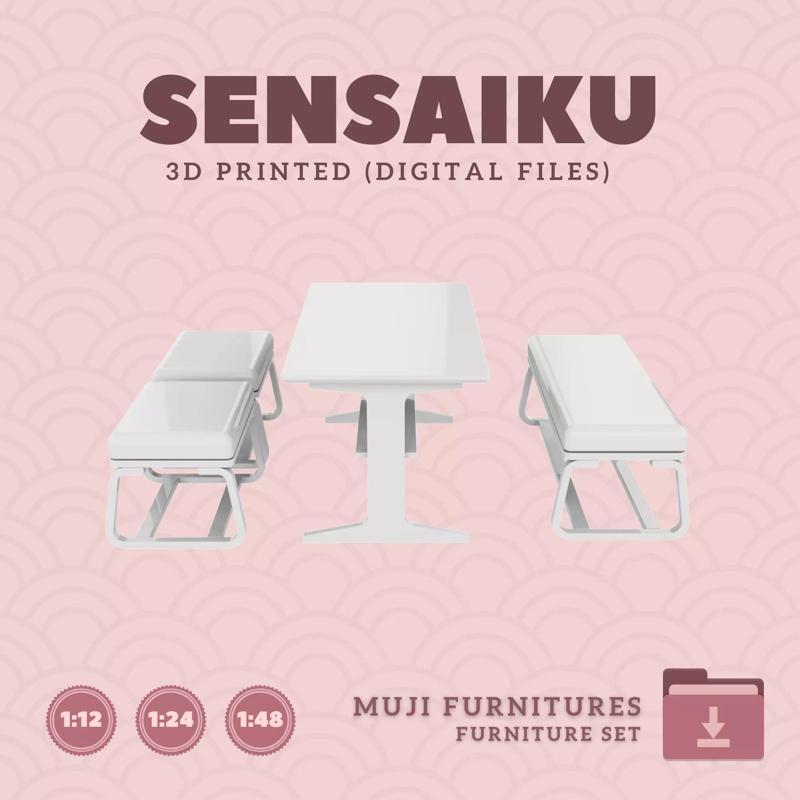 11 Table 60 In and Chair Set V11 for Dollhouse Muji 3D Print