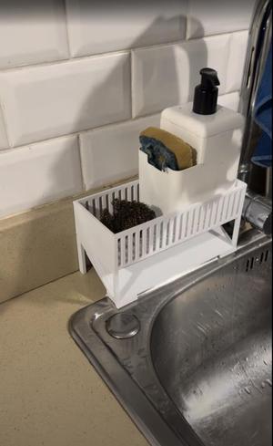 Kitchen sponge and soap dispenser drain