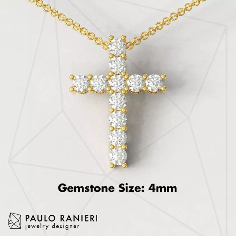 4mm Gemstone Cross Pendant