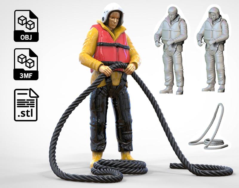 N9 Rescue National Lifeboat Institution RNLI crew with Rope