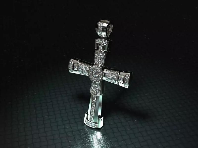 Cross diamond pendant for print
