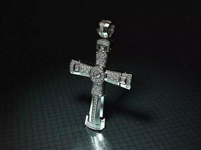 Cross diamond pendant for print