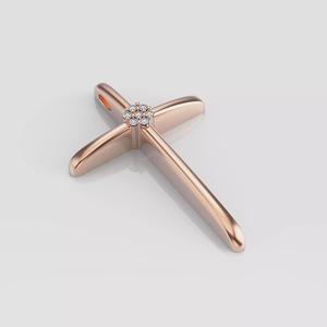 Cross rose gold pendant with diamonds