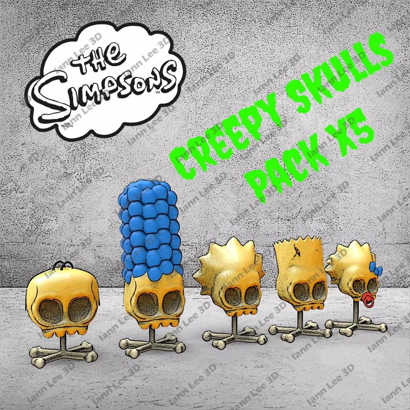 Craneos Simpsons skull creepy Pack x5
