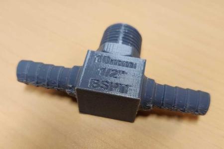 Barbed Hose Tee fitting 10 mm ID x 1/2 BSPT Male thread